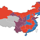 Blue indicates liberal provinces while red marks the conservative ones. Purple is for moderate provinces. Qinghai province and Tibet were left out of the survey because of too few survey responses in those areas.